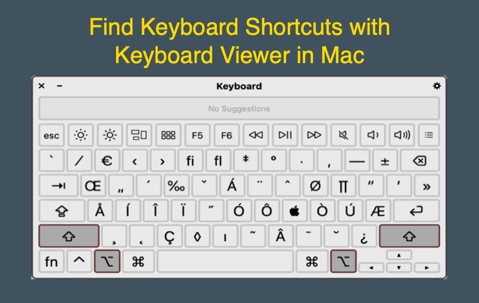 office key strokes for mac